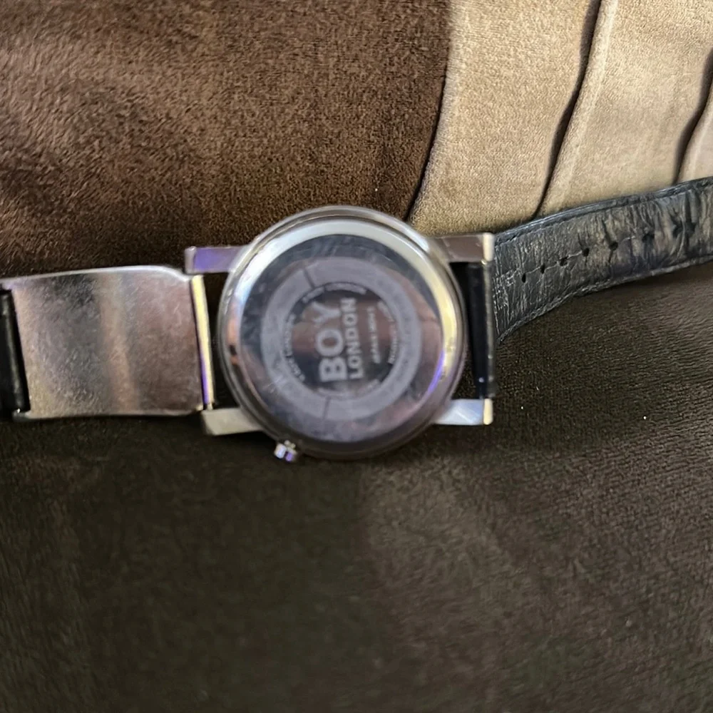 BOY London Unisex Leather Strap Watch – Silver/Black - Picture 4 of 13